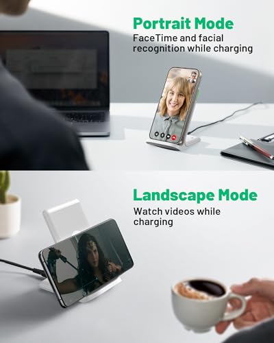 INIU Wireless Charger, 15W Fast Wireless Charging Phone Station with LED - color: White, size: 1 Pack
