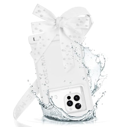 Case-Mate IP68 Waterproof Large Phone Pouch with Bow Design - Ivory Pearl | Touchscreen Floating Waterproof Phone Case with Crossbody Lanyard - Fits All Phones - Beach Cruise Ship Travel Essentials - color: Ivory Pearl