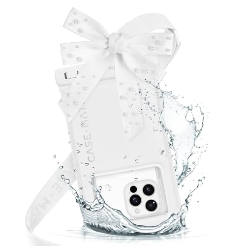 Case-Mate IP68 Waterproof Large Phone Pouch with Bow Design - Ivory Pearl | Touchscreen Floating Waterproof Phone Case with Crossbody Lanyard - Fits All Phones - Beach Cruise Ship Travel Essentials - color: Ivory Pearl