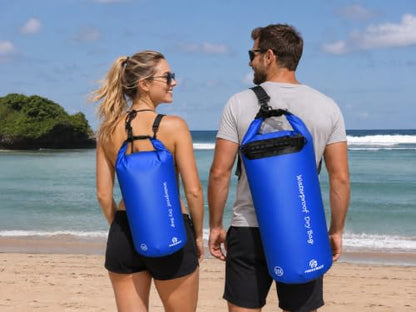 Freegrace Waterproof Dry Bag with Double Zip-Lock, Phone Case & Waist Pouch | 5L Navy Blue, Submersible 500D Drysack, Adjustable Crossbody Strap, Floating Gear For Kayaking, Boating, Beach Trips, Surfing - color: Navy Blue, size: 5L, style: Without Window