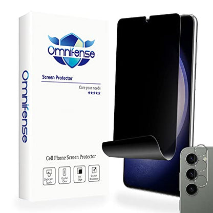 Galaxy S23 Plus Privacy Screen Protector Soft Film [2 Pack] and Tempered Glass Camera Lens Protector [1 Pack], Case Friendly 2 Way Anti Spy for Samsung S23+ (6.6") - size: S23 Plus