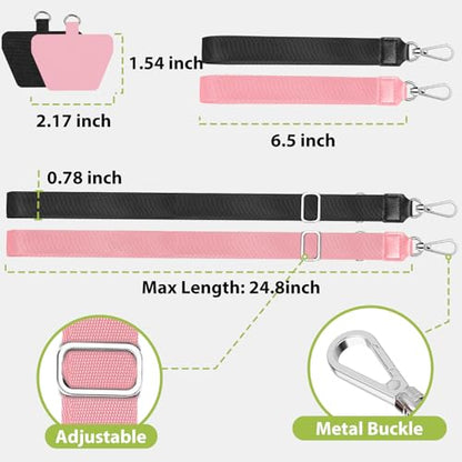 takyu Phone Lanyard, 2 Pack Adjustable Anti-Drop Neck/Wrist Strap with 2 Pcs Tether Patches, Secure Hands-Free Compatible for iPhone Samsung Perfect for Nurses, Teachers, Travel, Hiking Black+Pink - color: Black + Pink