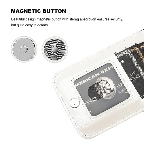 KIHUWEY for iPhone 15 Plus Wallet Case Card Holder Kickstand, White | Credit Card Slots, PU Leather, Magnetic Clasp, Flip Heavy Duty Protection Cover for Men and Women - color: White