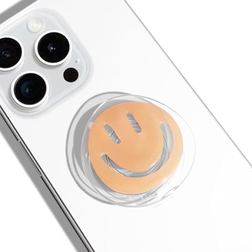 GRIPONG Smiley Face Phone Grip - Fun and Expandable Accessory for Enhanced Smartphone Stability - Smiley Design, Strong Adhesion, Versatile Use (Peach) - color: Peach