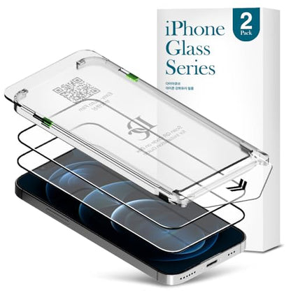 2 PACK Premium Glass Screen Protector for iPhone 12/12 Pro with [Easy Auto Dust Removal Installation Kit & Bubble Free] 3D Edge Full Coverage, 9H Hardness, Scratch Resistance, Shatterproof, - size: iPhone 12/12 Pro