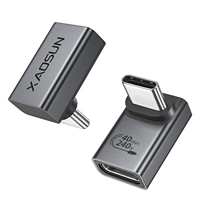 XAOSUN 40Gbps 90 Degree USB C Adapter, Right Angle USB4.0 Converter 2-Pack - color: 90 Degree