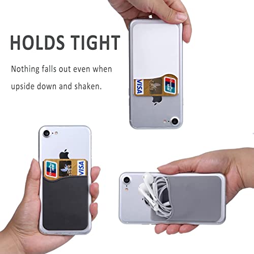 AgentWhiteUSA Cell Phone Wallet, Stick on Wallet (3 Pieces) (for Credit Card, Business Card & Id) | Compatible with Almost Every Phone | iPhone, Android & Most Smartphones - color: Grey/Black/White