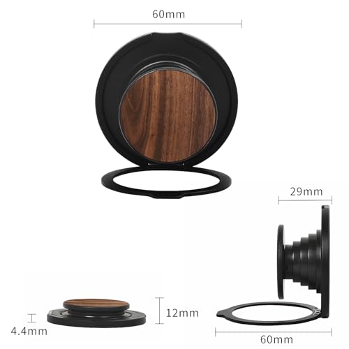 Cell Phone Grip for with Kickstand, Secure Hold for iPhone Cases, Adjustable Foldable Desktop Phone Holder Cradle Dock Compatible (Walnut Wood) - color: Walnut Wood
