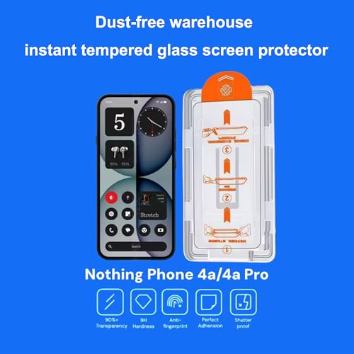 for Nothing Phone 4a/4a Pro Screen Protector with De-Bubble Card, 9H Hardness Military-Grade Shatterproof Protection Tempered Glass flim, Case Friendly, Anti-Scratch (2 PACK) - color: Nothing Phone 4a Pro