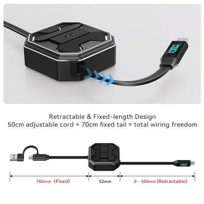 pzoz Retractable USB C Charging Cable, 100W Fast Charging Cord LED Display