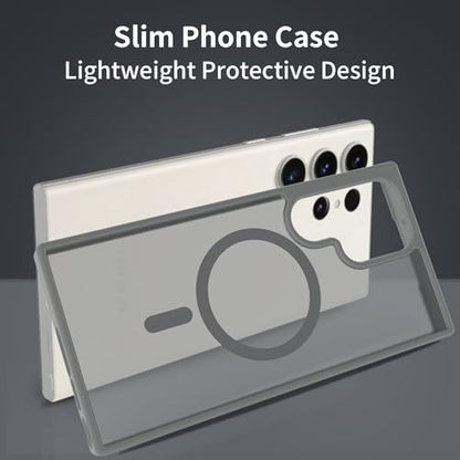 for Samsung Galaxy S23 Ultra Case Magnetic, [Compatible with Magsafe] Frosted 6.8-Inch Slim Fit Protection Wireless Charging Skin-Feel Shockproof Anti-Slip Protective Phone Cover, Grey - color: Grey Magnetic