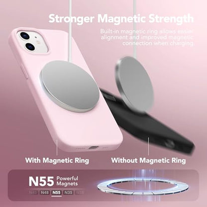 GONEZ Magnetic for iPhone 12/12 Pro Case, Silicone Cover Chalk Pink - color: A-Chalk Pink, size: Iphone 12 /Iphone 12 Pro