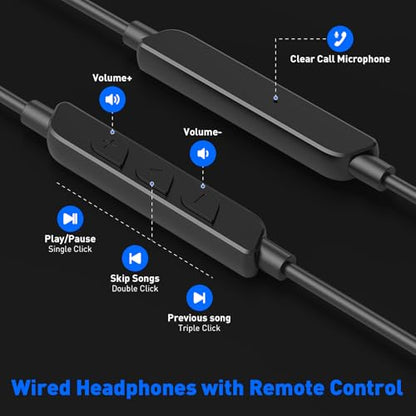 3.5mm Wired Earbuds with Jack Plug in Anti-Drop Over-Ear Hooks Headphones