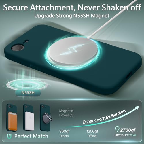 FireNova Magnetic for iPhone 17e Case/iPhone 16e Case,Teal | Compatible with MagSafe, Silicone Upgraded [Camera Protection] Phone Case, with Soft Anti-Scratch Microfiber Lining Inside - color: Teal, size: Iphone 17e/Iphone 16e