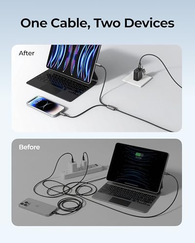 VIYISI 100W Fast Charging Cable 2-in-1 with USB-C & Lighting