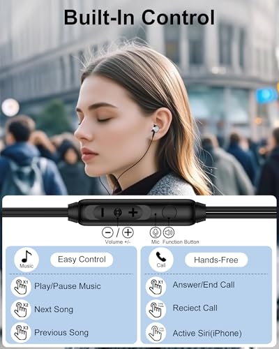 Wired Earbuds Lightning Connector for iPhone 14/13, in-Ear Wired Headphones - color: Black