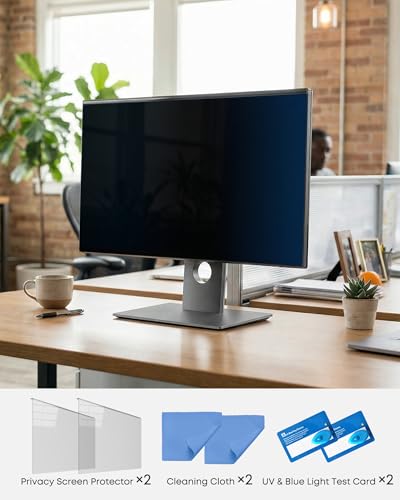 2-Pack 22 Inch Hanging Privacy Screen Protector for Monitor (Fits 21-22 Inch Frameless) , 30°+ Full Privacy & 95% Light Blocking, Instant Setup, 87% Blue Light & 97% UV Block, Office Data Security & Eye Protection - size: 22"-16:9 (19.29"L x 12.48"W)