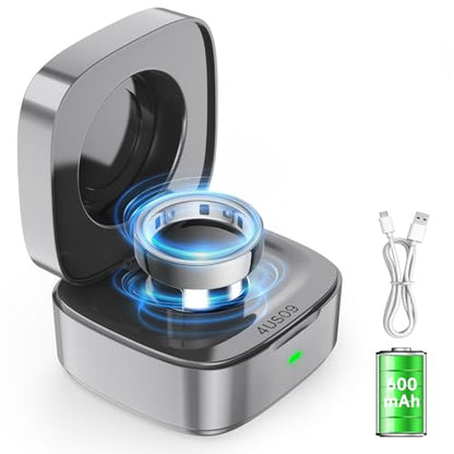 Wireless Charging Case Compatible with Oura Ring Gen 4 Charger Size 10 | 600mAh Portable Travel Charging Box with USB-C Cable & Indicator Light, Essential for Smart Oura Ring 4 Users, Grey
