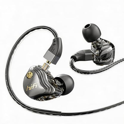 3.5mm Wired IEM Earbuds with Mic, 10mm Driver, Detachable Cable - color: Black, size: 3.5mm