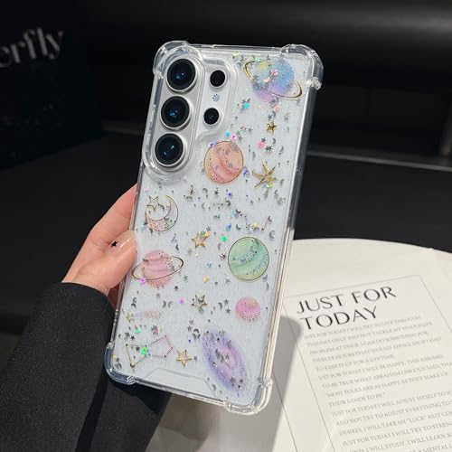 for Samsung Galaxy S26 Ultra Case, Bling Shockproof Cute Planet Women Girls Flexible TPU Stars Sparkle Glitter Anti-Scratch Protective Soft Phone Cover for Samsung Galaxy S26 Ultra, Clear - size: for Samsung Galaxy S26 Ultra