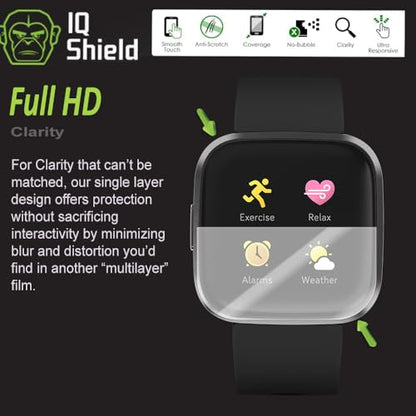 IQShield 6 Pack Screen Protector for Fitbit Versa 2 Easy Install Anti-Scratch Ultra Thin Smudge Resistant Anti-Bubble Clear TPU Film - size: 1.4 INCH