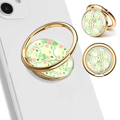 Cell Phone Ring Holder, Cute Phone Ring Grip Stand, 360°Rotation Funny Metal Kickstand Finger Grip Cute Green Frogs - color: Cute Green Frogs
