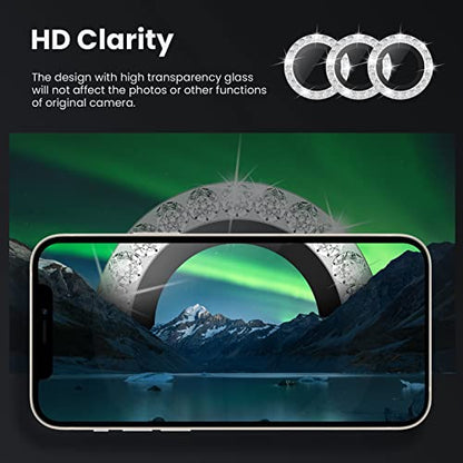 Tensea Bling Camera Lens Protector for iPhone 14 Pro/iPhone 14 Pro Max - color: B-Silver Diamond