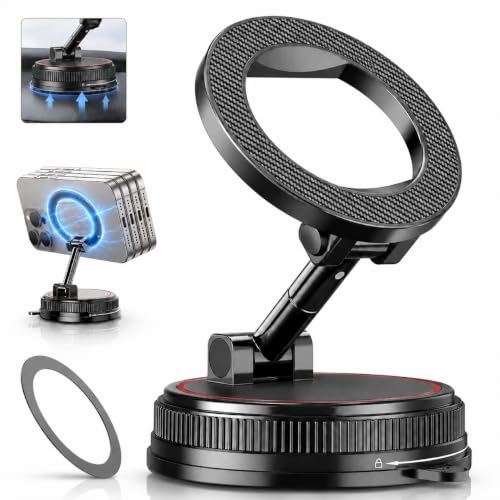 Car Phone Holder Mount for MagSafe, 108LBS Vacuum Suction&3000gf Magnetic