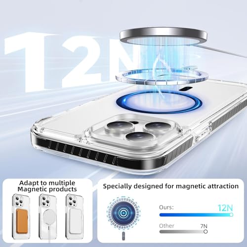 DEERLAMN Magnetic Clear Case for iPhone 12/iPhone 12 Pro 6.1-Inch, [Compatible with Magsafe][Anti-Yellowing] Transparent Slim Shockproof Protective Phone Cover, Black - color: Black, size: iPhone 12/12 Pro-6.1 Inch