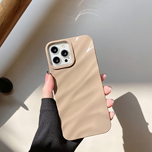 QLTYPRI Compatible with iPhone 12 Pro Max Case, Cute Wave Water Ripple Pattern Case for Girls Women, Slim Satin Glossy Soft Silicone TPU Bumper Shockproof Protective Phone Cover - Brown - color: Brown, size: iPhone 12 Pro Max