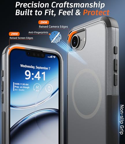 Heavy Duty Case for iPhone 17e & iPhone 16e - Military Grade Drop Proof Protective Cover [Compatible with MagSafe],with Screen Protector, Shockproof, Anti-Slip (Gray) - color: Gray