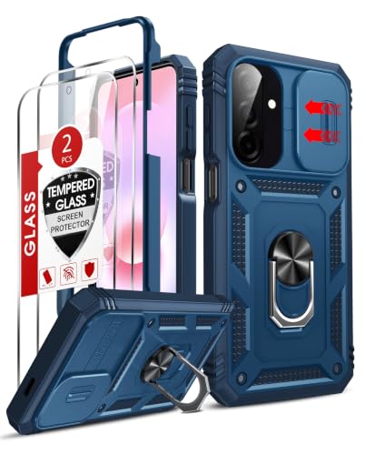 LeYi for Galaxy A27-5G Phone Case: Compatible for Samsung A27 5G Case with 2 PCS Glass Screen Protector, Slide Camera Cover Military-Grade Protection Cobertor para Telefono Cell A27, Blue - color: Blue, size: Galaxy A27 (6.7'')