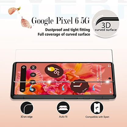 Google Pixel 6 5G Screen Protector + Camera Lens Protectors, [2+2 Pack] Full Coverage Tempered Glass Screen Protector for Pixel 6 [Case-Friendly][Anti-Shatter][3D Glass] - size: Google Pixel 6