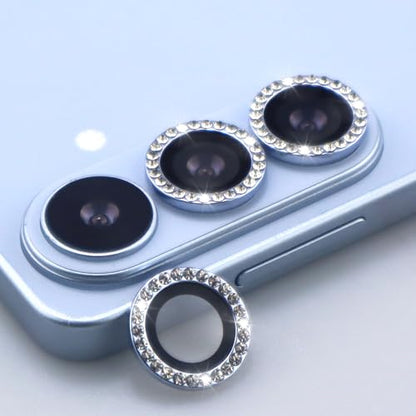 for Samsung Galaxy S26 / S26 Plus Camera Lens Protector, Bling Diamond Metal Ring Tempered Glass Lens Cover, Sparkly Rhinestone Accessories (Sky Blue) - color: Sky Blue