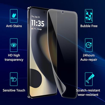 (3+2 Pack) for Motorola Moto Edge 2024 Privacy Screen Protector,3 Pack Screen Protector + 2 Pack Camera Protection,Flexible TPU Film(Not Tempered Glass) [3D Touch][Bubble-Free][Anti-Scratch]
