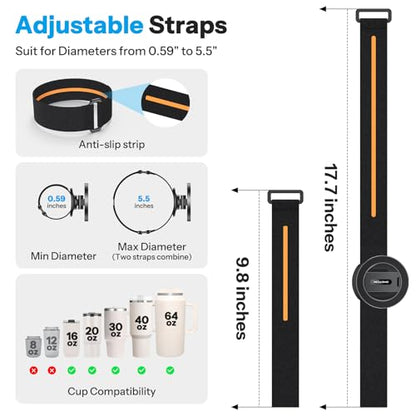 OMOTON Magnetic Phone Holder for Magsafe, 360° Rotation with 2 Straps, Strong Magnets Compatible with 30oz Stanley 16-64 oz Bottle, Gym Equipment, Steering Wheel & Stroller