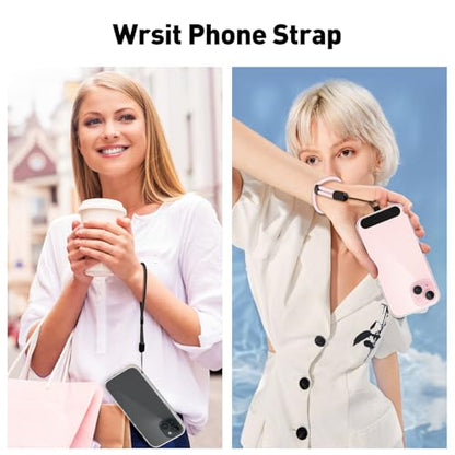 SHANSHUI Phone Lanyard Crossbody, Long & Wrist Nylon Cell Phone Lanyard Tether Pads for All Mobile Phones Black Pink - color: Black Light-pink