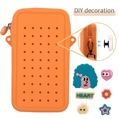 Candy Small Crossbody Bag with Charms, Beaded Phone Wrist Strap Bundle, Cellphone Purse and Hands-Free Wristlet Bracelet (Orange) - color: Orange