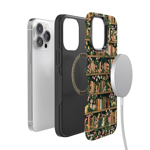 Casely iPhone 14 Pro Max Case | Book Nook | Floral Library | Bold Protective Design | Compatible with MagSafe - color: Book Nook | Floral Library