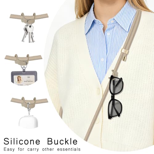 UKON Cell Phone Lanyard,Crossbody Lanyard and Wrist Strap Premium Metal Buckle Phone Charms with 2 X Strap Patch Compatible with All Smartphone(Khaki) - color: Khaki