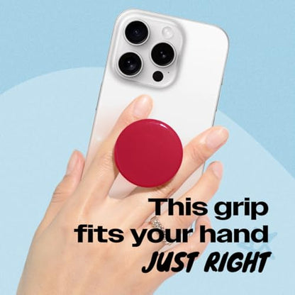 OnTheGrip Cute Solid Macaron Color Round Shape Collapsible Mobile Phone Grip Stand Holder for Smartphone Tablet Cell Phone Accessory (Red)