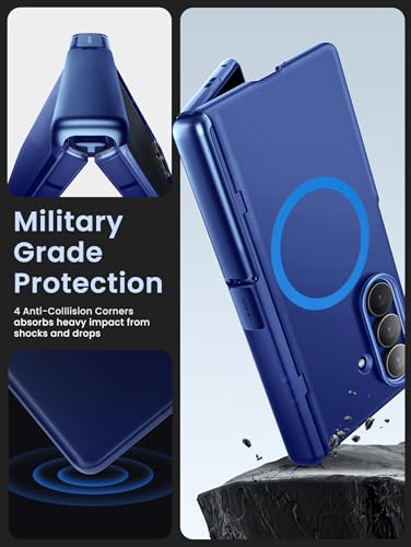 i-Blason for Samsung Galaxy Z Fold 7 Case MagSafe with Stand [9H+ Tempered Glass Screen Protector] [Hinge Protection] Wireless Charging Full-Body Protective Kickstand Case for Z Fold 7, Blue - color: Blue