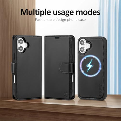 Shieldtop Compatible with MagSafe iPhone 17 Wallet Case,Black | 2 in 1 Detachable Magnetic,Credit Card Holder Slots,RFID Blocking,PU Leather,Kickstand,Flip Folio Phone Cover for Men & Women - color: Black, size: iPhone 17 - 6.3"