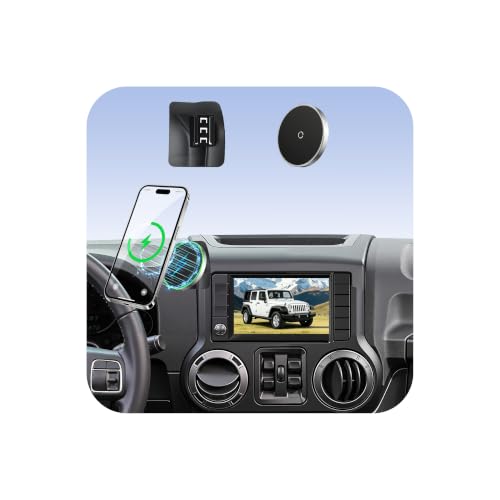 Car Phone Holder for Jeep Wrangler (2011-2016 2017),Magsafe Car Mount Charger,Magnetic Phone Holder,15W Wireless Charging,Dashboard Phone Holder,360° & Hands Free,2015 Wrangler Interior Accessories - size: Jeep Wrangler | 2011-2017