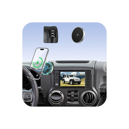 Car Phone Holder for Jeep Wrangler (2011-2016 2017),Magsafe Car Mount Charger,Magnetic Phone Holder,15W Wireless Charging,Dashboard Phone Holder,360° & Hands Free,2015 Wrangler Interior Accessories - size: Jeep Wrangler | 2011-2017