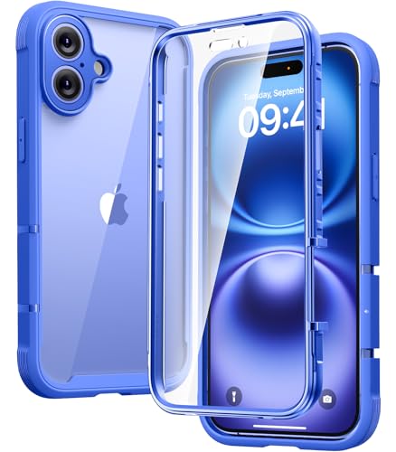 Diaclara Designed for iPhone 16 Plus Case, Full Body Rugged Case with Built-in Touch Sensitive Anti-Scratch Screen Protector, Upgraded [Full Camera Protection] for iPhone 16 Plus 6.7" (Ultramarine) - color: Blue, size: iPhone 16 Plus