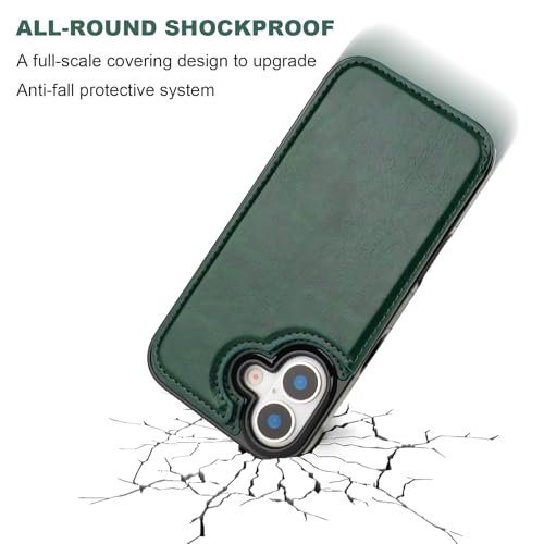 ONETOP for iPhone 17 Wallet Case with Credit Card Holder,Green | Kickstand,ID/Cash Holder,Case Wallet with Card Slots,Double Magnetic Clasp,Durable PU Leather Shockproof Cover for Women Men - color: Green