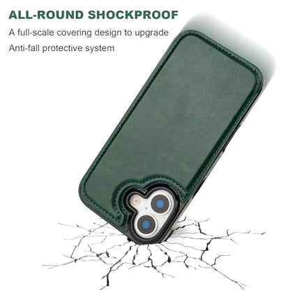 ONETOP for iPhone 17 Wallet Case with Credit Card Holder,Green | Kickstand,ID/Cash Holder,Case Wallet with Card Slots,Double Magnetic Clasp,Durable PU Leather Shockproof Cover for Women Men - color: Green