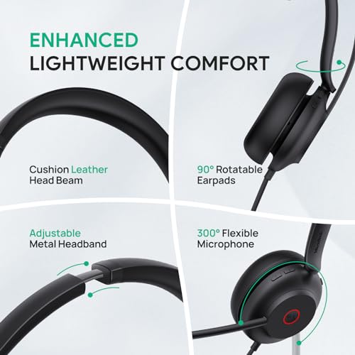 Yealink UH35 Wired Headset,USB-A,AI Noise Canceling Mic,Call Control,On-Ear (Pack of 2) - color: USB-A (Teams), size: Dual-Ear (Pack of 2)