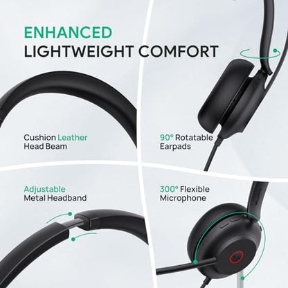 Yealink UH35 Wired Headset,USB-A,AI Noise Canceling Mic,Call Control,On-Ear (Pack of 2) - color: USB-A (Teams), size: Dual-Ear (Pack of 2)